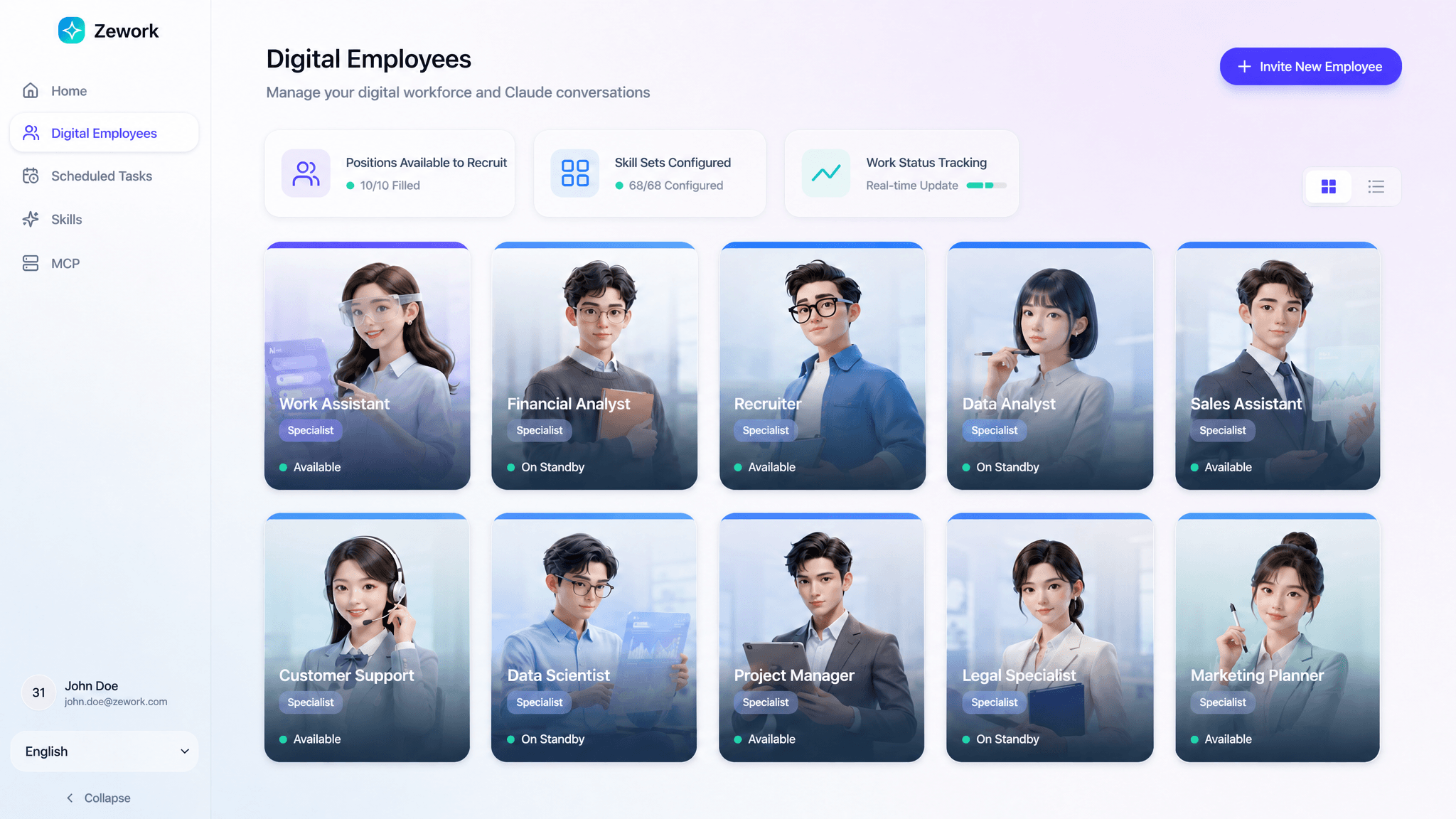 Zework AI Workforce AgentOS interface